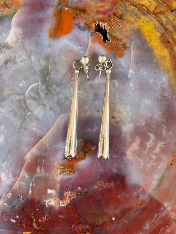 Sterling Silver Bolo Cone Tip Post Dangle Earrings - image 8