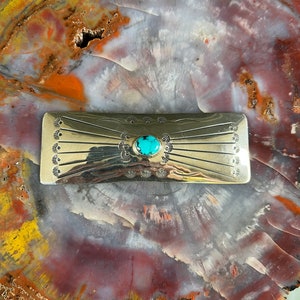 Vintage Turquoise and Sterling Silver Brooch/Pin by Navajo Artist Robert Joe