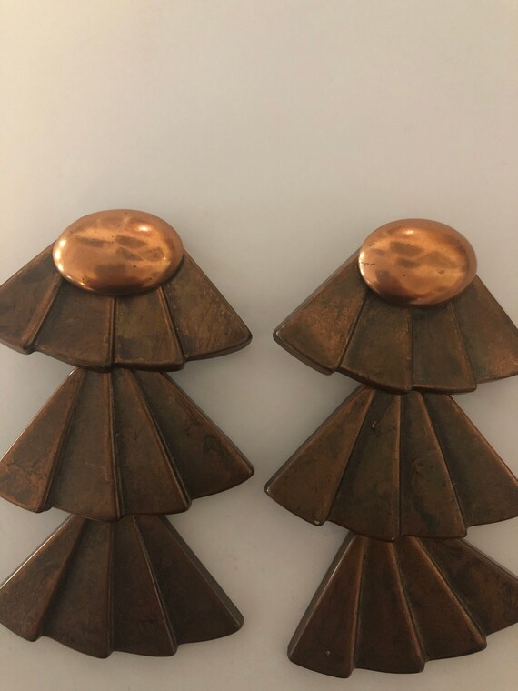 Fabulous Art Deco earrings,  copper, huge! - image 6