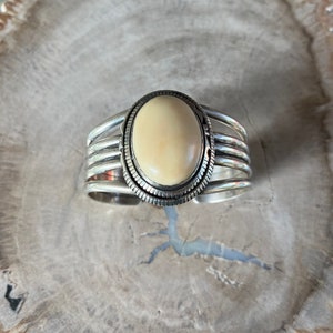 Vintage Signed Jasper and Sterling Silver Cuff Bracelet
