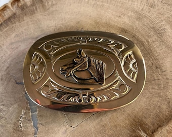 Vintage Western Cowboy Belt Buckle With Horse Head