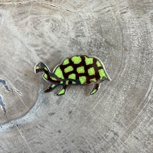 Vintage Enameled and Sterling  Tortoise Pin /Brooch Signed From Mexico
