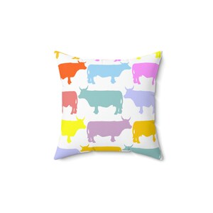 Cows Pillow - Turquoise Backing 14x14