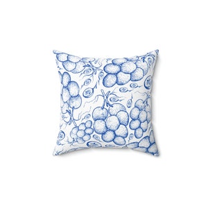 Trauben Kissen - Blaue Rückseite 14x14