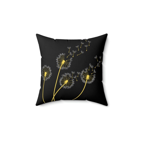 Dandelion Wishes Pillow - Black Backing 14x14