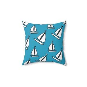 Sailboats Pillow Turquoise 14x14