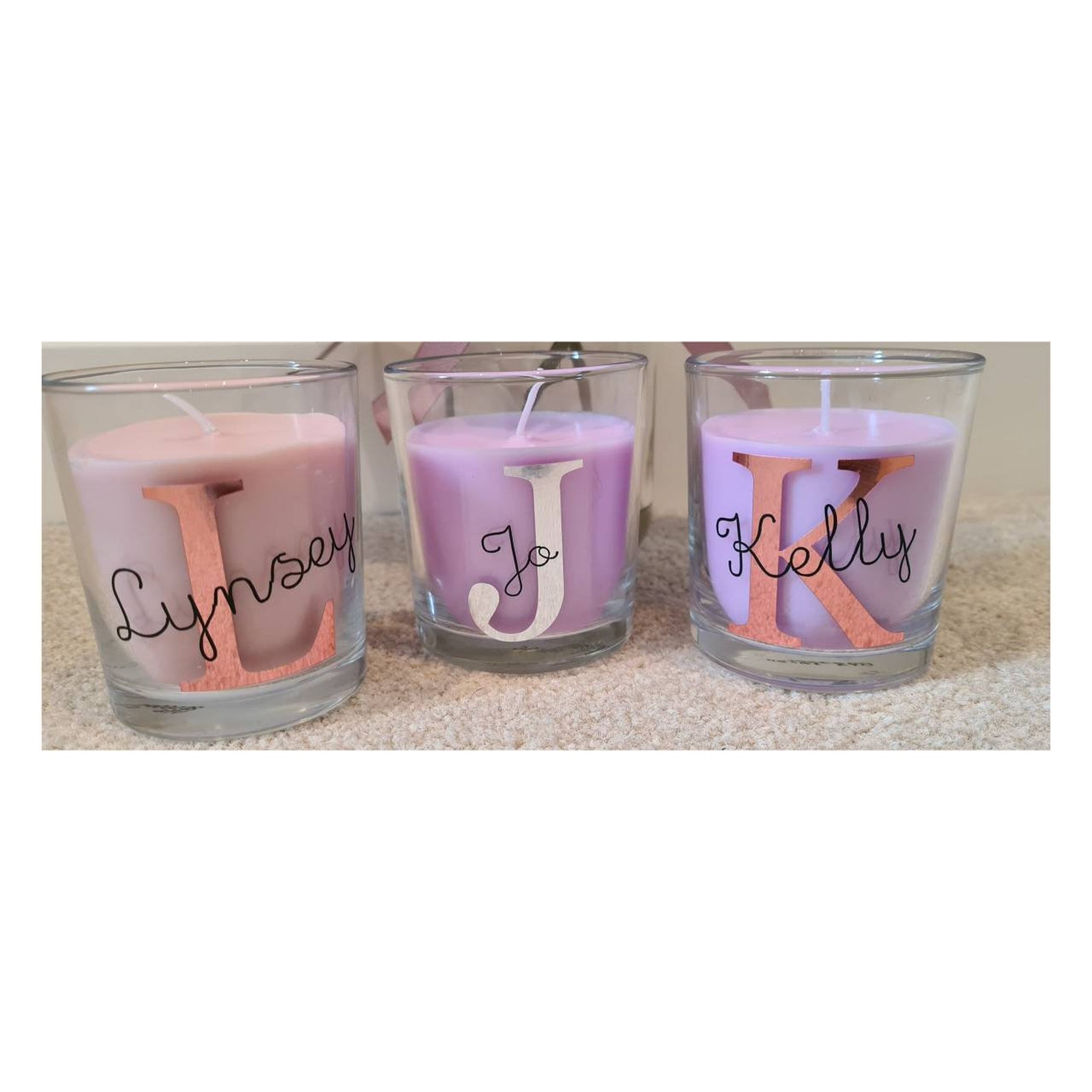 Lilac Initial and Name Candles Relaxing Lavender Scented Etsy