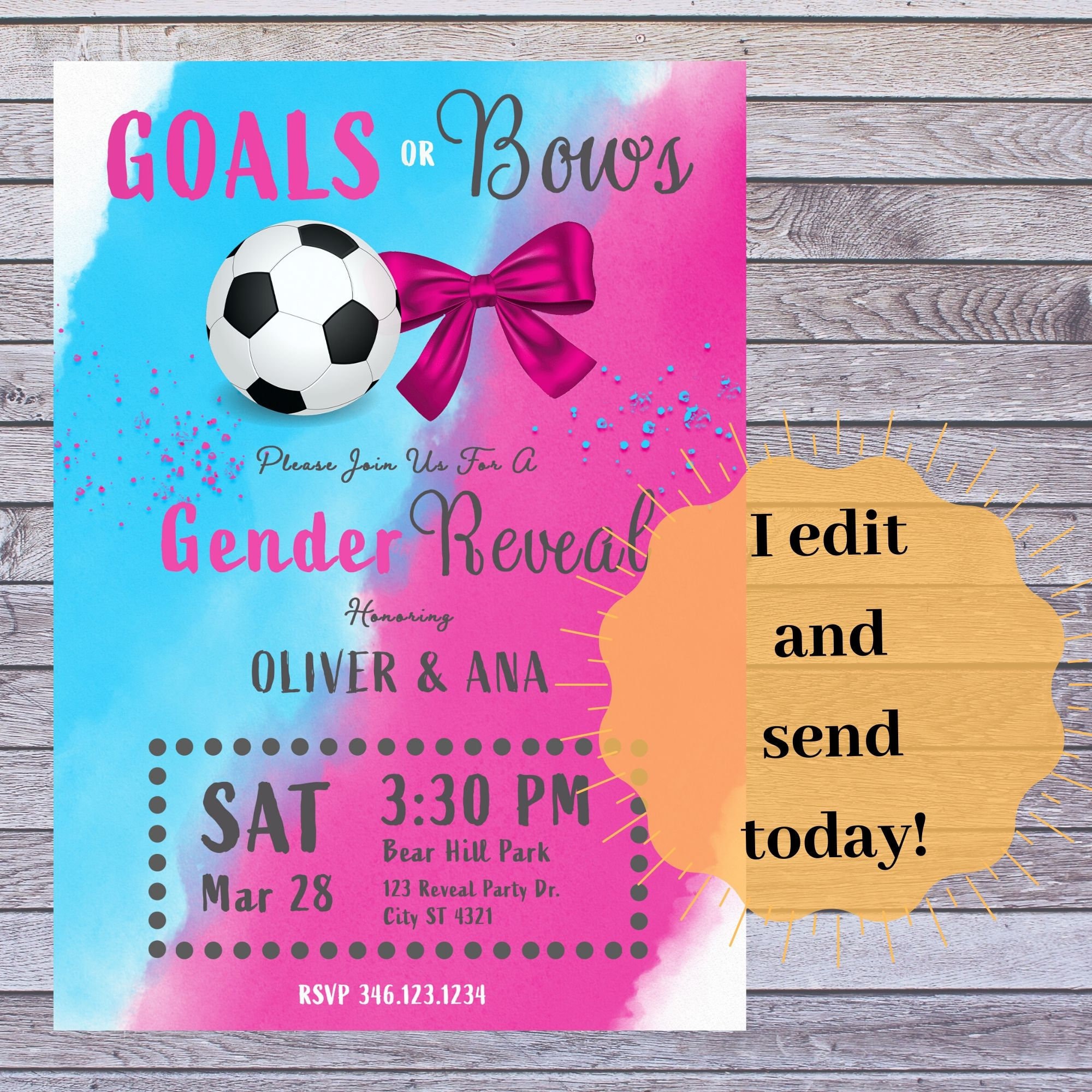 Goals or Bows Gender Reveal Invitation, Soccer Gender Reveal, Gender
