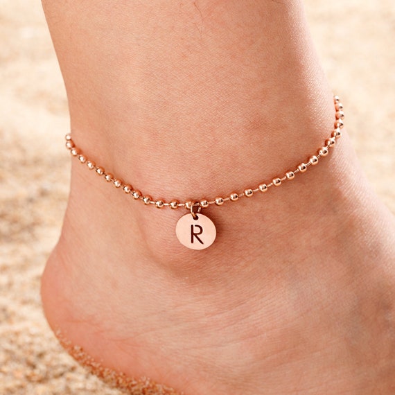 Silver Anklet Date Anklet Initial Anklet Name Anklet Bar Anklet Custom Anklet Rose Gold Anklet \u2022 ABh20x4 Dainty Anklet Gold Anklet