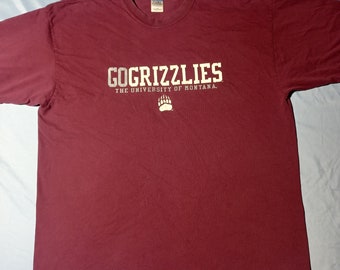 Vintage 1990s 2000s University Montana Grizzlies College T-Shirt, Burgundy 2XL