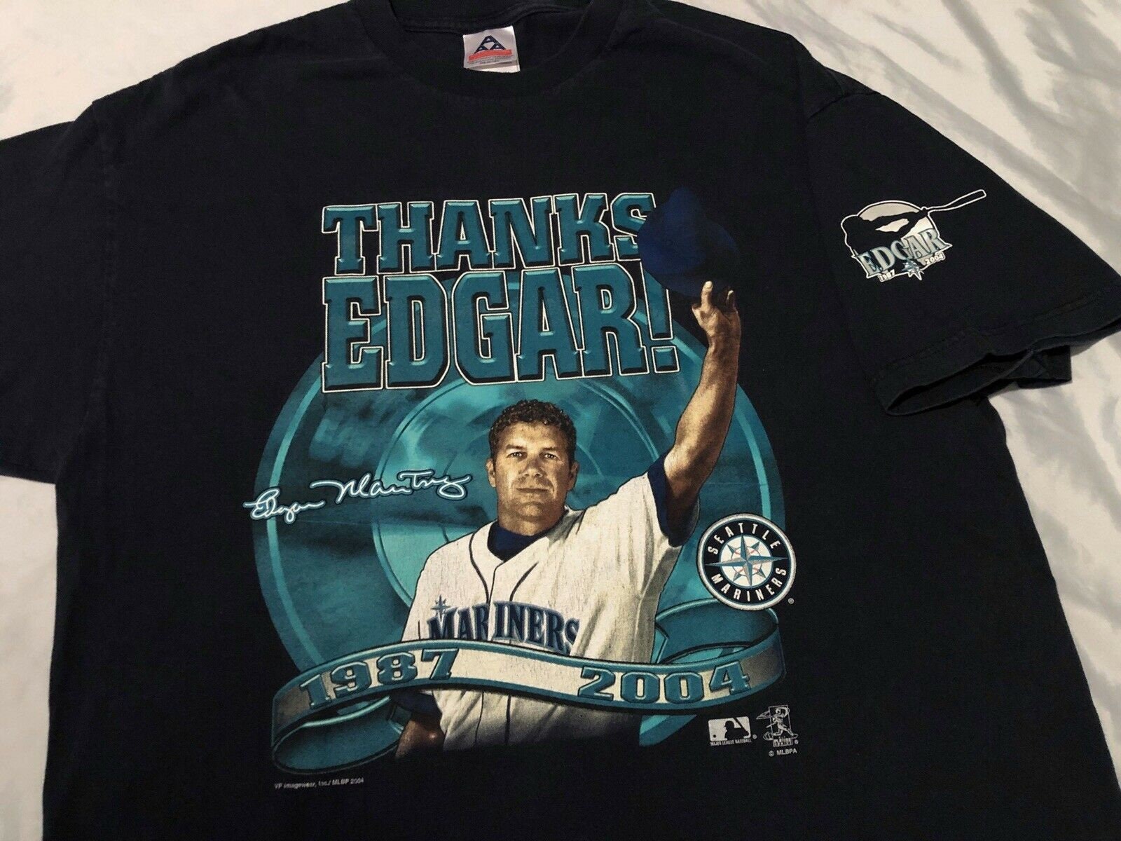 Vintage Men’s Large Seattle Mariners Thanks Edgar Martinez 2004 T Shirt Blue