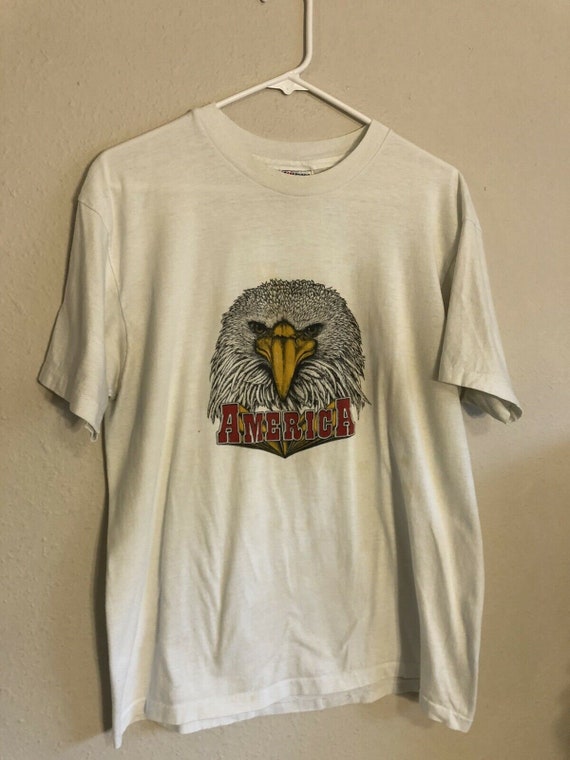 Vintage 80s 90s America Bald Eagle T-Shirt, Hanes… - image 1
