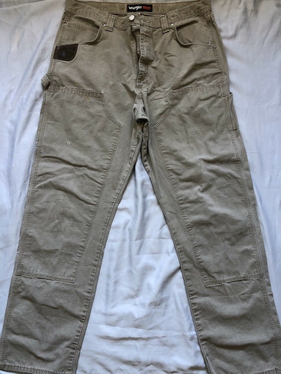 Vintage 90s 00s Wrangler Double Knee Riggs Wear Khaki Work Pants