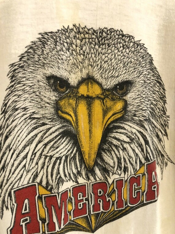 Vintage 80s 90s America Bald Eagle T-Shirt, Hanes… - image 3