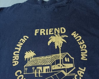 Vintage 1980s 80s Ventura County Historical Museum T-shirt, Hanes Beefy Blue M