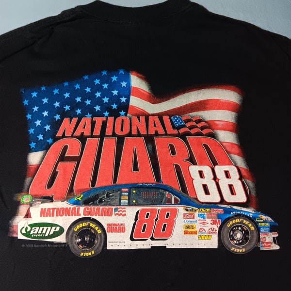 Vintage 2000s Y2K Dale Earnhardt Jr. Nascar Guardia Nacional 88 Camiseta, Negro M