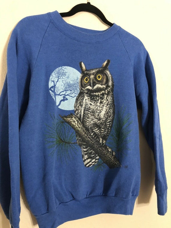 Vintage 1980s Owl Bird Animal Art Tee Crewneck Swe
