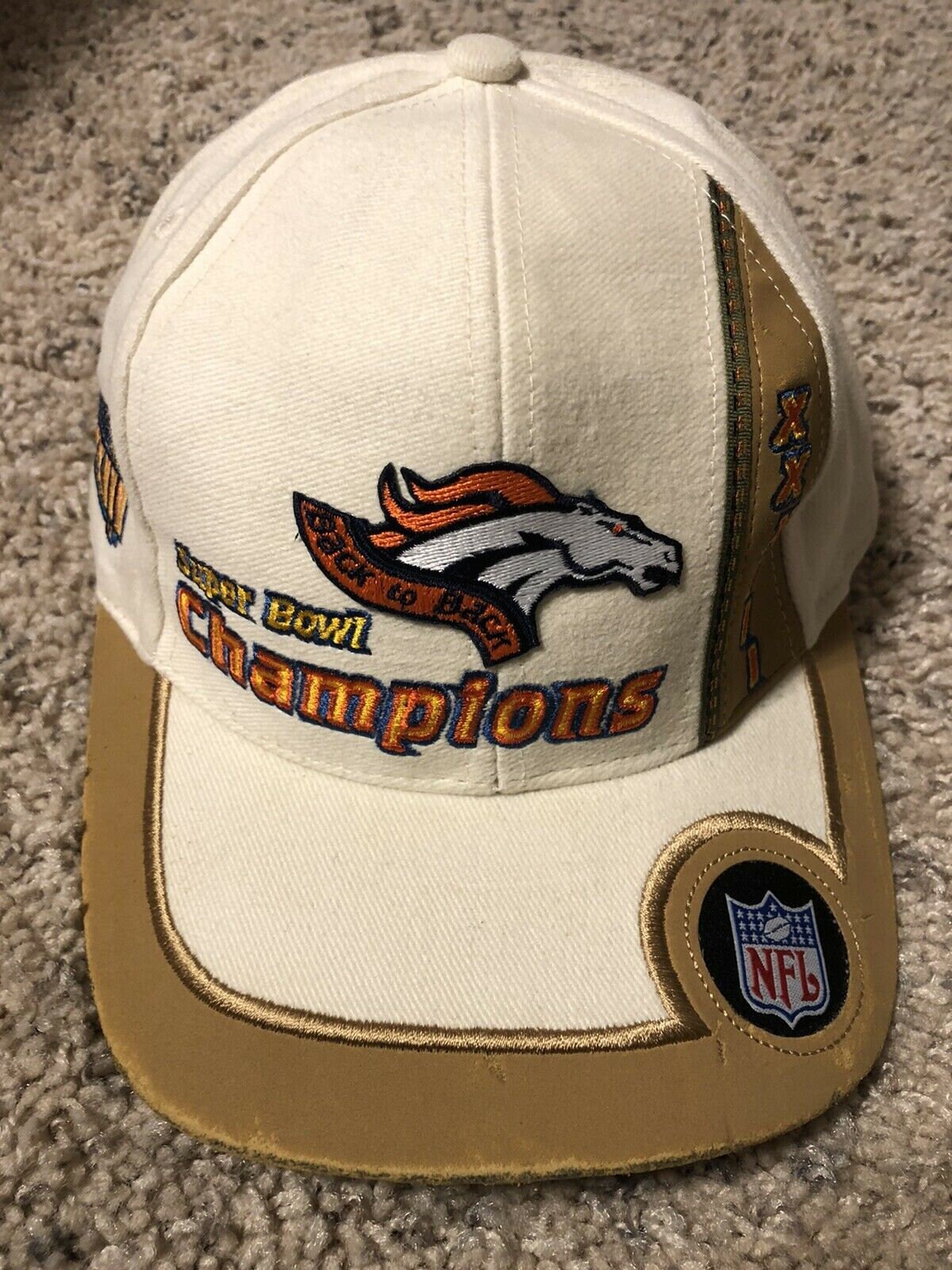 VTG 98 Denver Broncos NFL Super Bowl XXXII Champions Logo Athletic White Hat Etsy