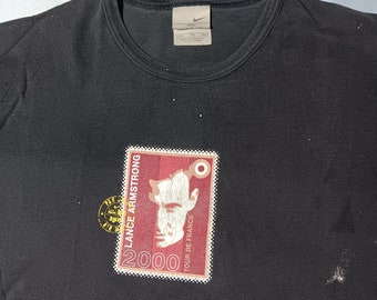Vintage 2000s Y2K 2000 Nike Tour De France Lance Armstrong Stamp T-Shirt, XL XXL