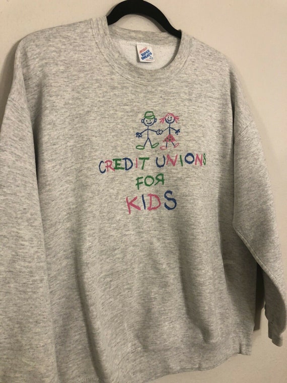Vintage 1990s Credit Unions For Kids Crewneck Swea