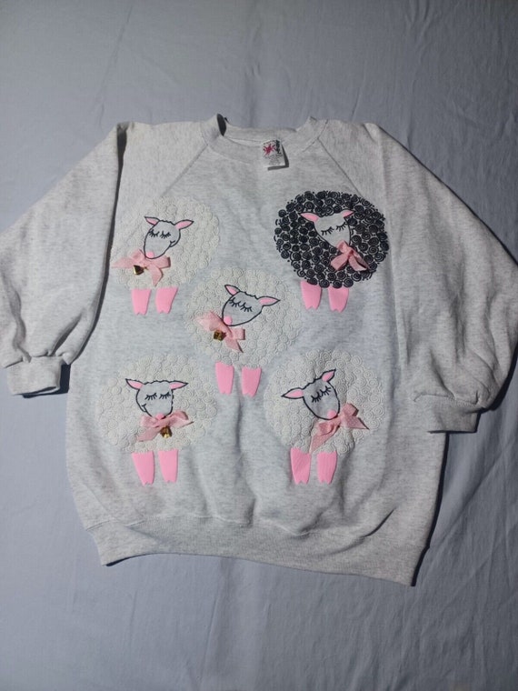 Vintage 1990s 90s Black Sheep Handmade Sweatshirt… - image 10