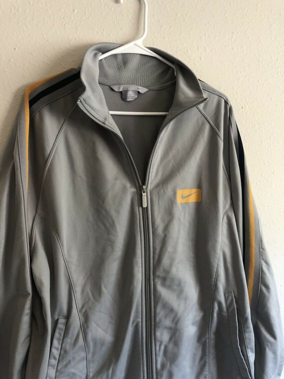 Early 2000s Nike Track Jacket Silver Tag L/XL Grey Yellow - Etsy