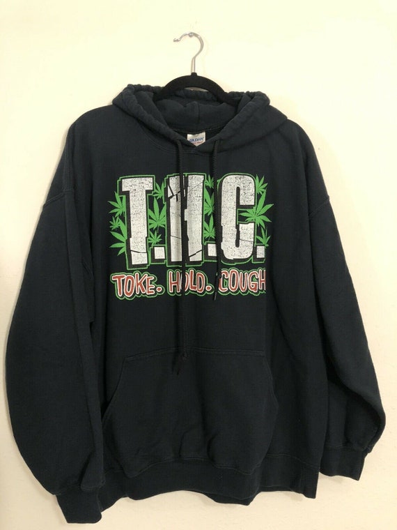 2000s Vintage Marijuana Weed Tee THC Hoodie, Black