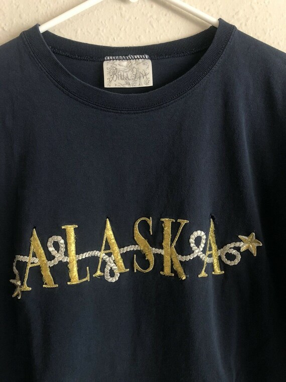 Vintage 1990s Embroidered Alaska T-Shirt, Bella L… - image 5