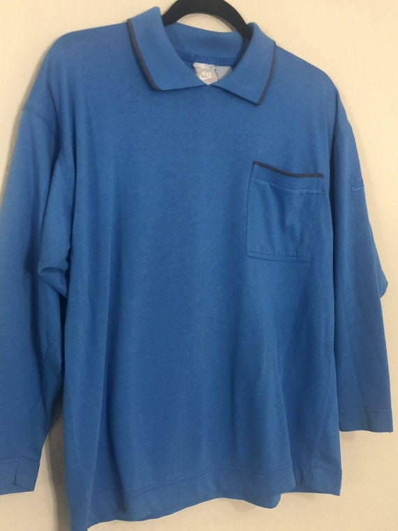 Vintage 80s 90s Nike Collared Blue Long Sleeve T-S