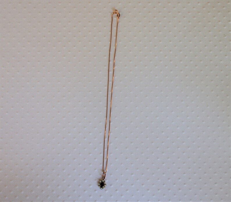 Silver Row Or Pink Pendant Daisy Hanging Sapphire Pearls Old Style Gift for It Christmas Gift
