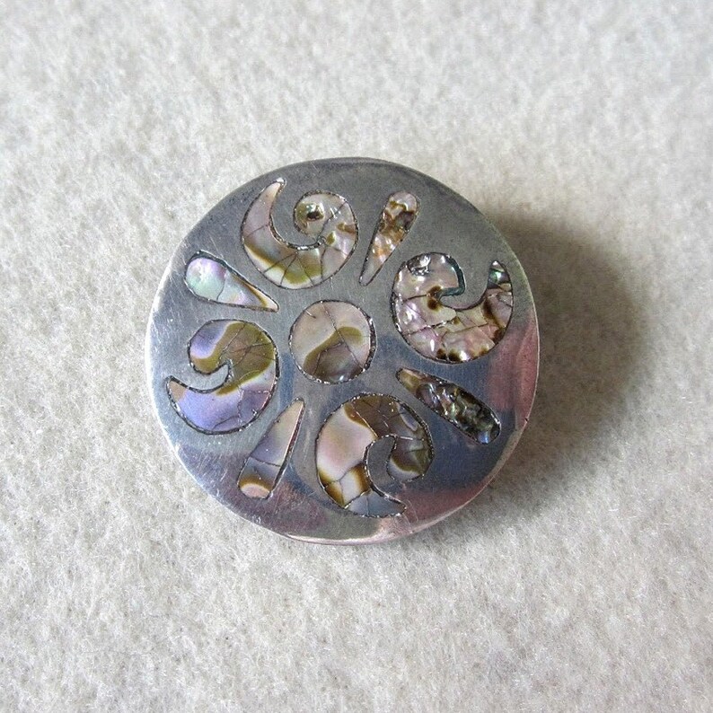 Vintage Abalone Brooch Pin Pendant 925 Taxco Sterling Etsy