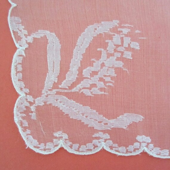 Vintage Wedding Handkerchief - Hankie - Chiffon O… - image 5