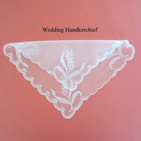 Vintage Wedding Handkerchief - Hankie - Chiffon O… - image 1