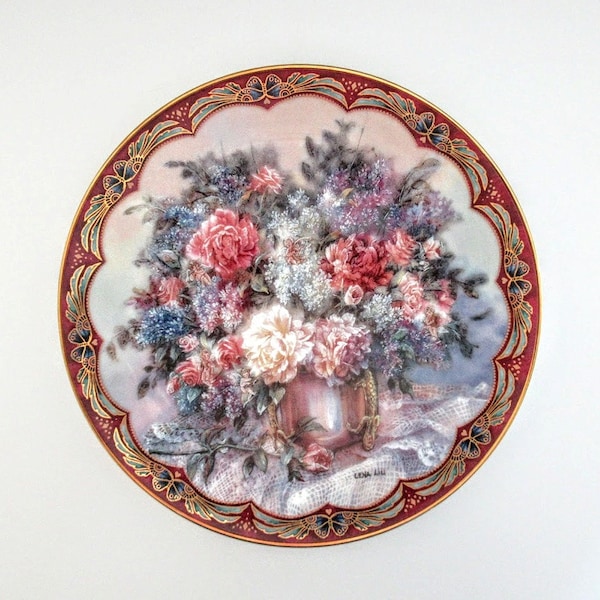 Lena Liu - Decorative Plate - Magic Makers - First Issue - Flower Fairies - Floral Bouquet - Bradex - Limited Edition - Vintage 1993 - Gift