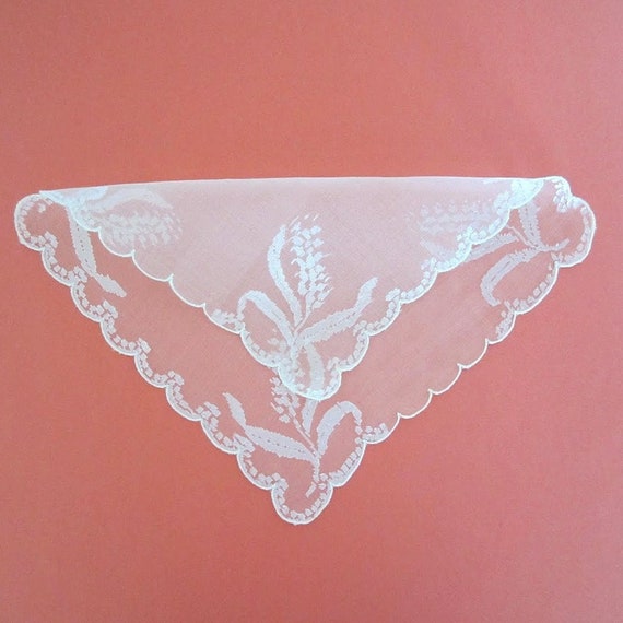 Vintage Wedding Handkerchief - Hankie - Chiffon O… - image 7