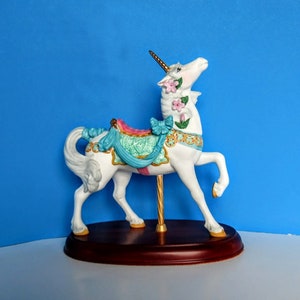 LENOX Collections - The Carousel Unicorn - Hand Painted Bisque Porcelain - 24K Gold - Pastel Color - Flowers - Bows - Vintage - Collectible