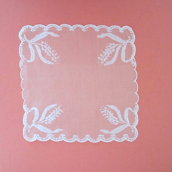 Vintage Wedding Handkerchief - Hankie - Chiffon O… - image 2