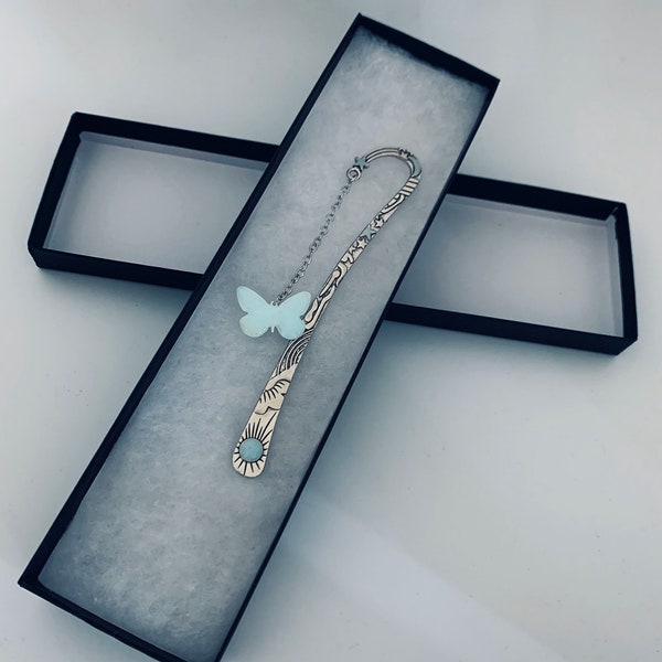 Butterfly Glow In The Dark Bookmark - Glowing Bookmark - Glow Bookmark - Metal Glow Bookmark