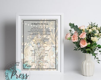 Custom song lyric wall print PDF  - wedding, engagement, new baby, anniversary