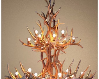 CD-EKJ Grand Teton Real Antler Elk Chandelier