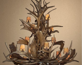 CD-EFC Bryce Canyon Real Antler Elk & Fallow Chandelier