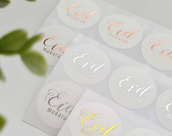 10 stickers Eid Mubarak Or rose Or Argent