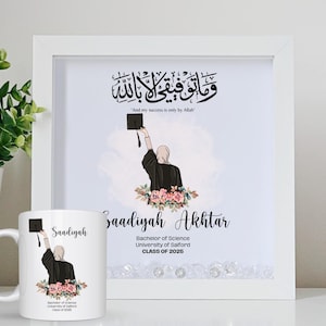 Personalised Islamic Graduation Completion Frame Print Gift Muslim Graduate Her Him Mug