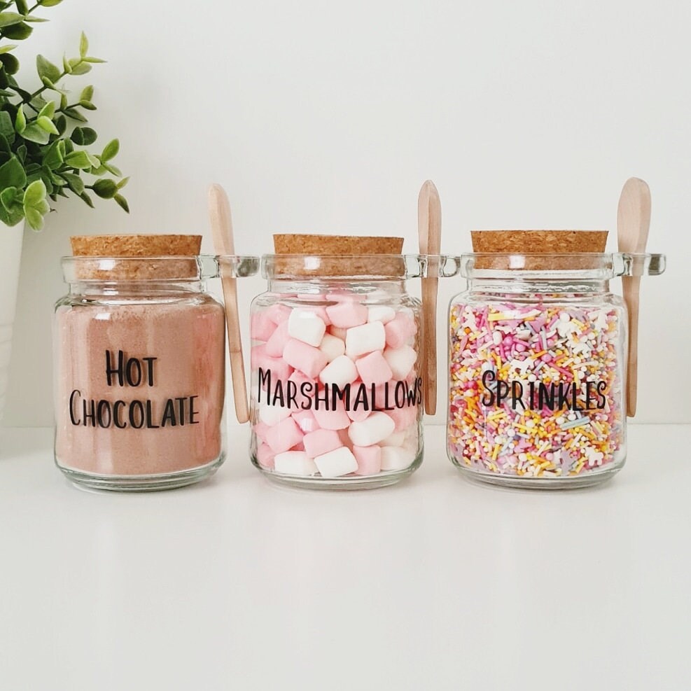 Set of 3 Hot Chocolate Marshmallows Sprinkles Jar Jars Hot Etsy