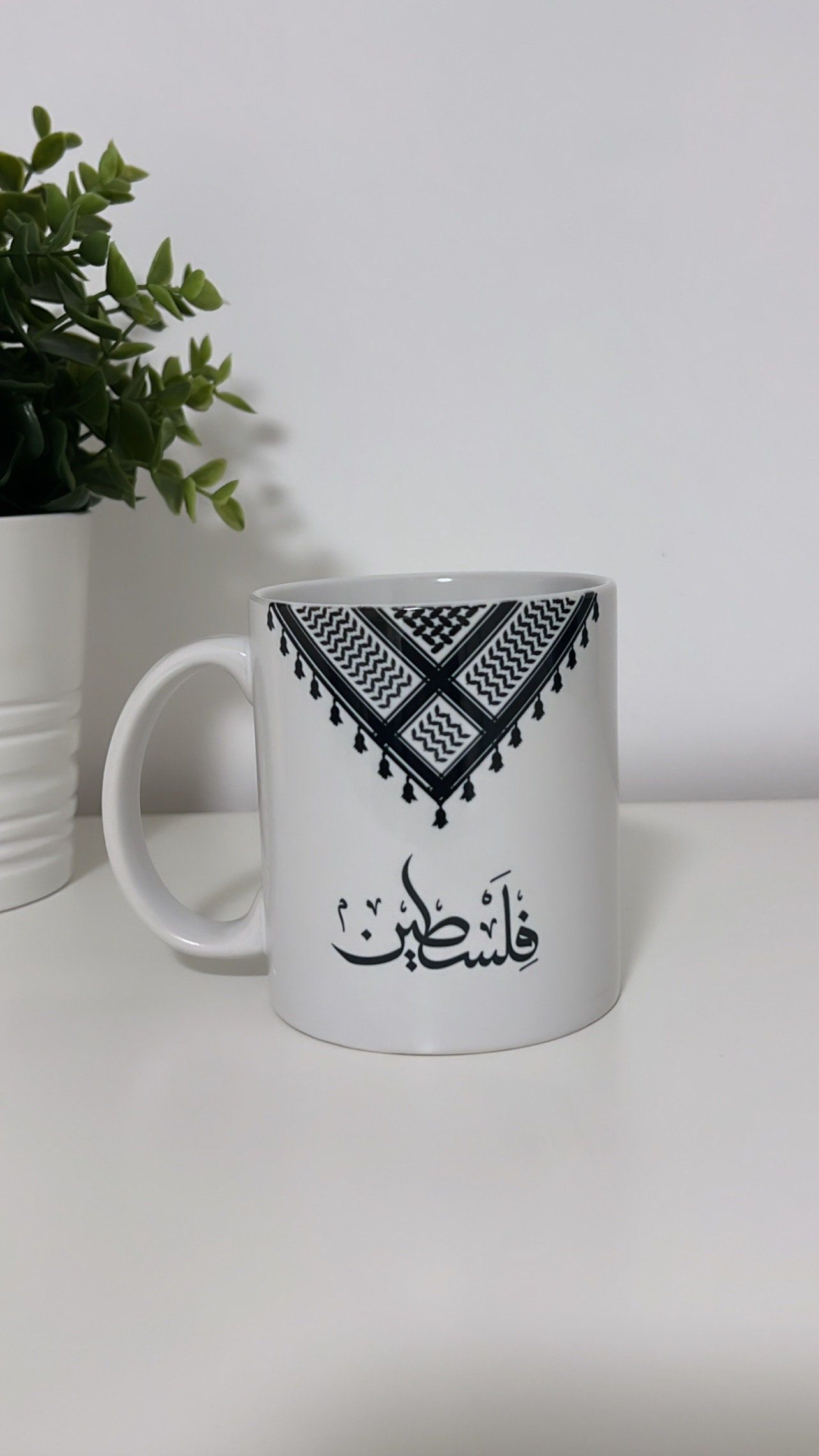 Kuffya Tea Coffee Cups Set Set of 6 Cups Teacups Set Palestinian Decoration  Art Palestinian Kitchen Gift Home Welcoming Gift 