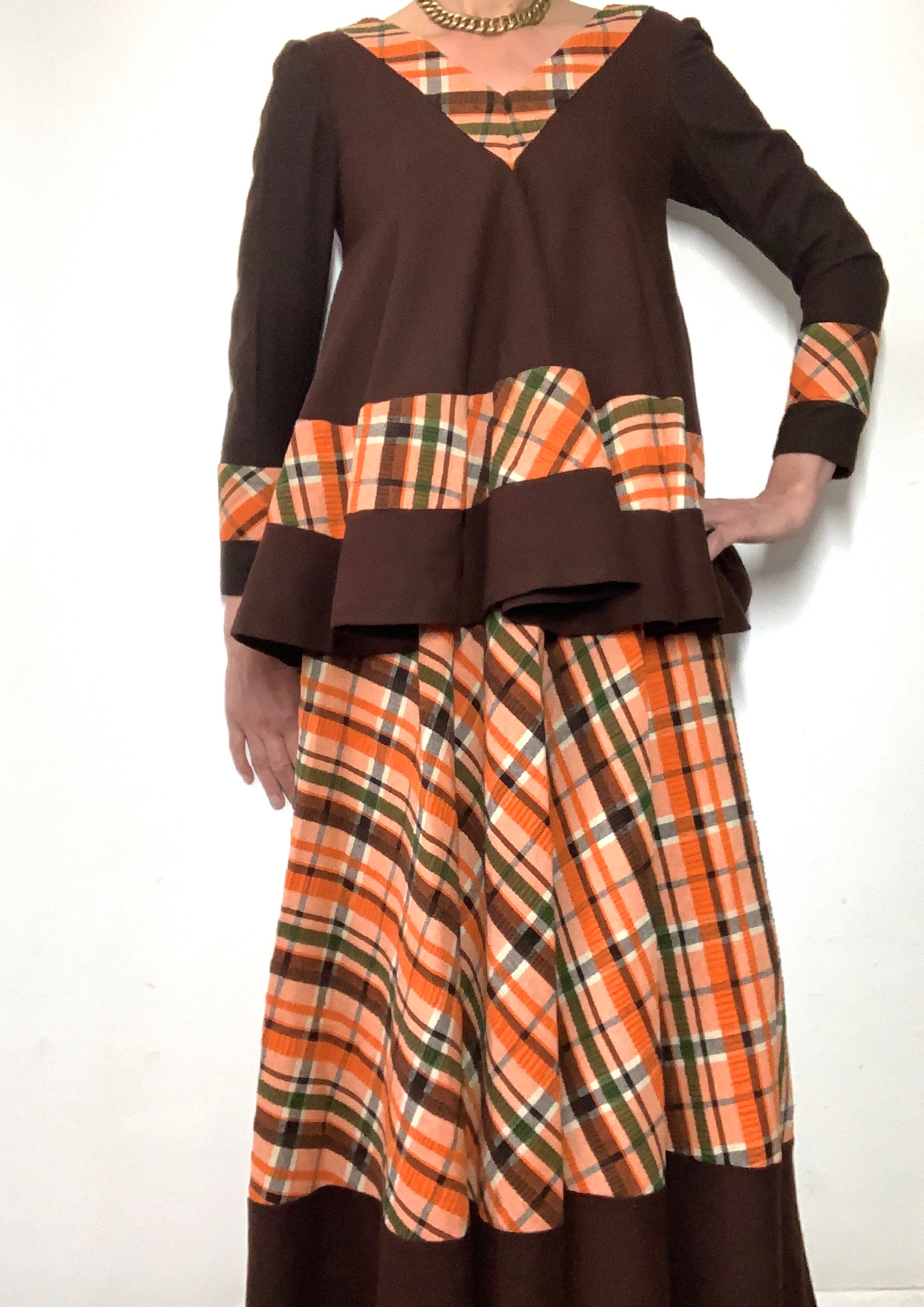 droopy and brown dress 1970s Droopy & Browns Asian Print Dress