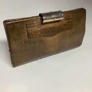 Bolso de mano vintage art déco de los años 30 con cierre cromado en piel, pequeño bolso antiguo. imagen 10