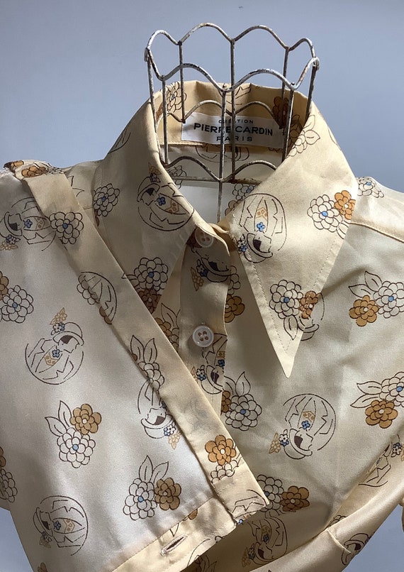 Vintage 1970s blouse Pierre Cardin novelty lady p… - image 3