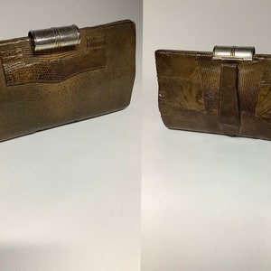 Bolso de mano vintage art déco de los años 30 con cierre cromado en piel, pequeño bolso antiguo. imagen 3