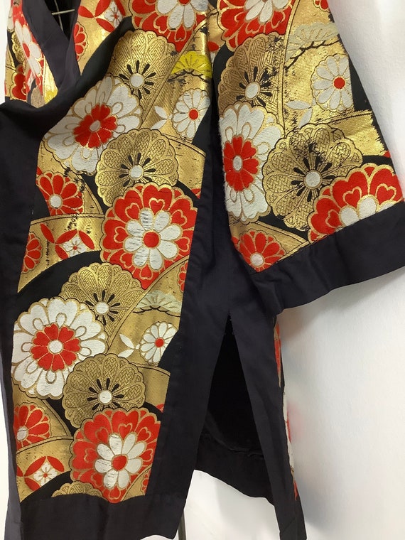 1950～60年代ビンテージ幾何学柄レーヨンストール4c-6-050 ヴィンテージ幾何学模様のシルクレーヨン生地モッドプリント、ピンク